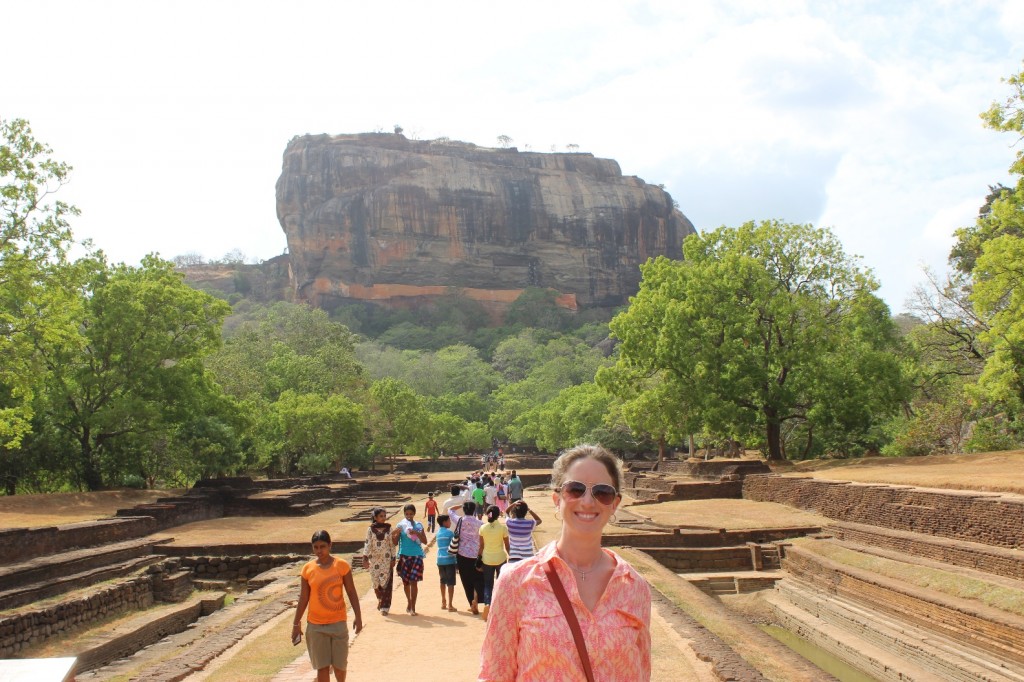 Lisa Bronner in Front of 1000+ foot Sigiriya Rock. Traveling with Hand Sanitizer