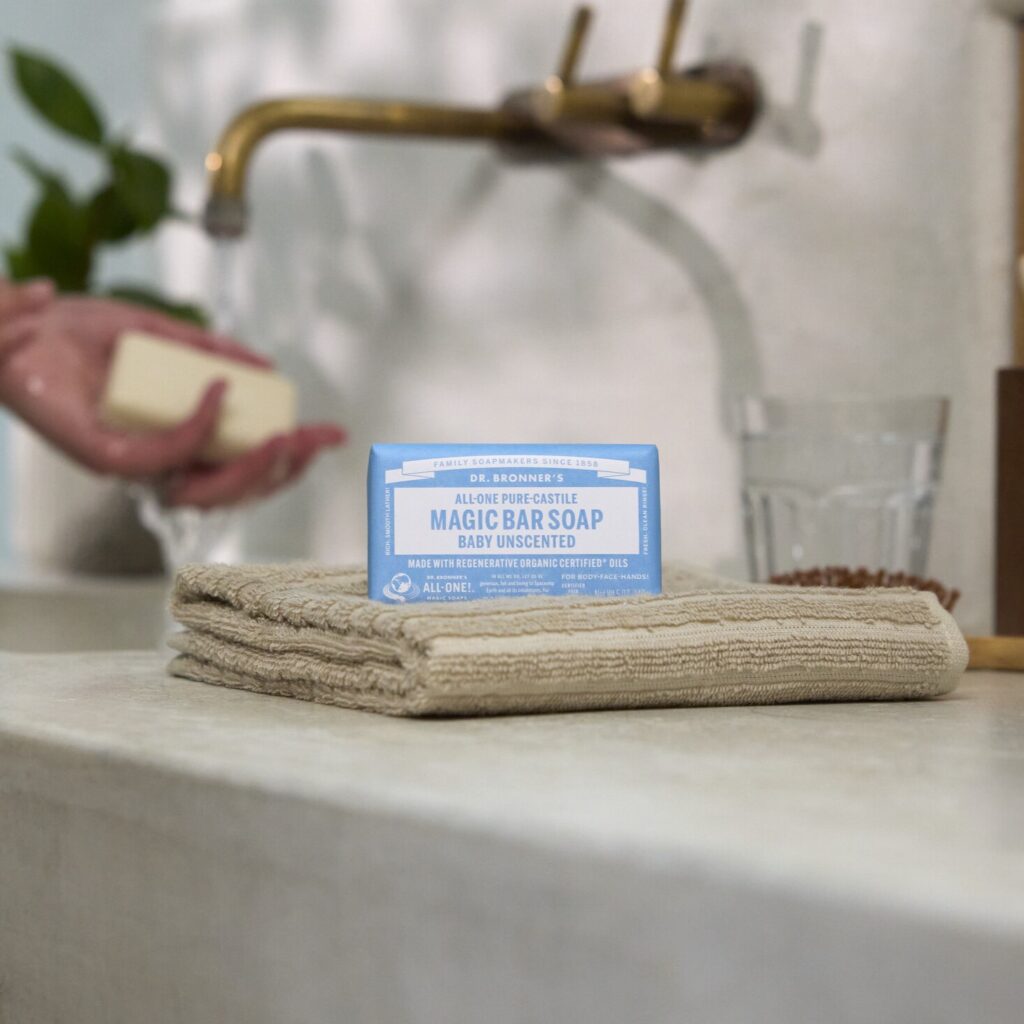 Unscented Castile Magic Bar on counter