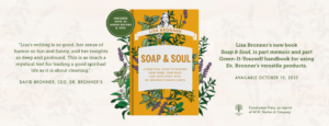 Image announcing Lisa Bronner's book, Soap & Soul.