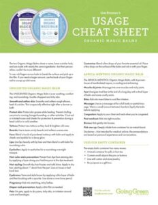 Organic Magic Balm Cheat Sheet