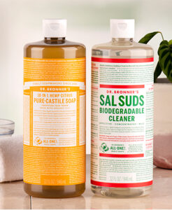 Dr. Bronner's Castile Soap and Sal Suds for cleaning stone surfaces