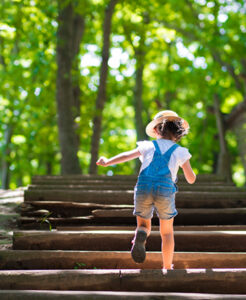 Girls walking up steps - 10 steps to going green - living low tox