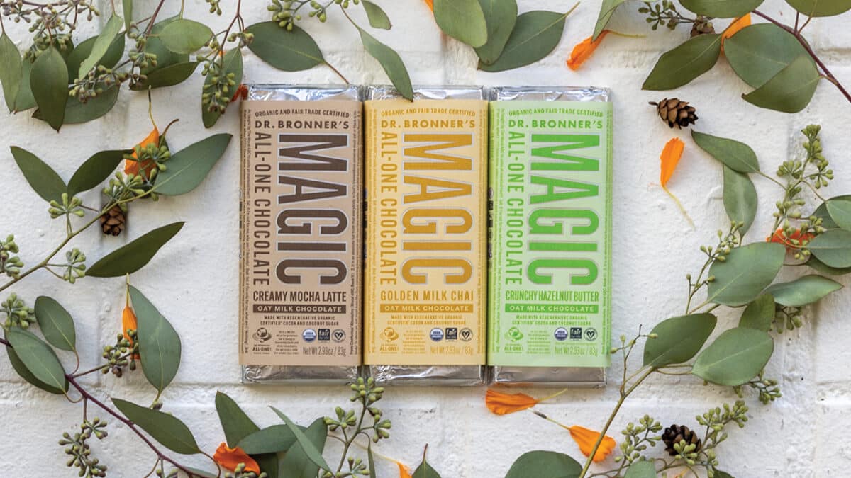 Dr. Bronner’s Works Magic Yet Again with Oat Milk Chocolate Going