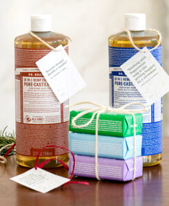 dr bronner's soap, lavender, peppermint, unscented, almond, eucalyptus, gift