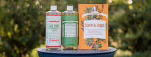 Soap & Soul book, Sal Suds Cleaner bottle and Liquid Soap bottle