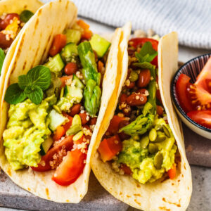 Close-up of plant-based tacos