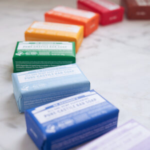Bar Soap lined up on top of counter