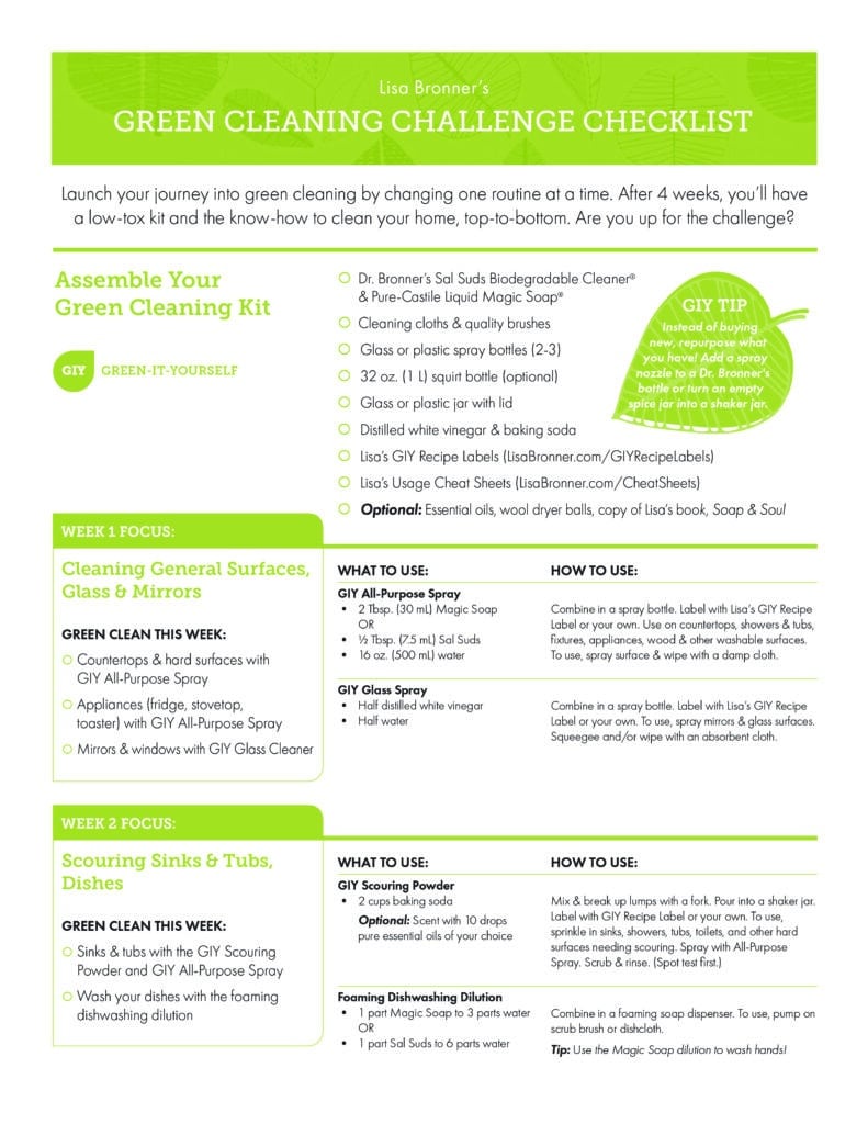 Green Challenge Cleaning Checklist